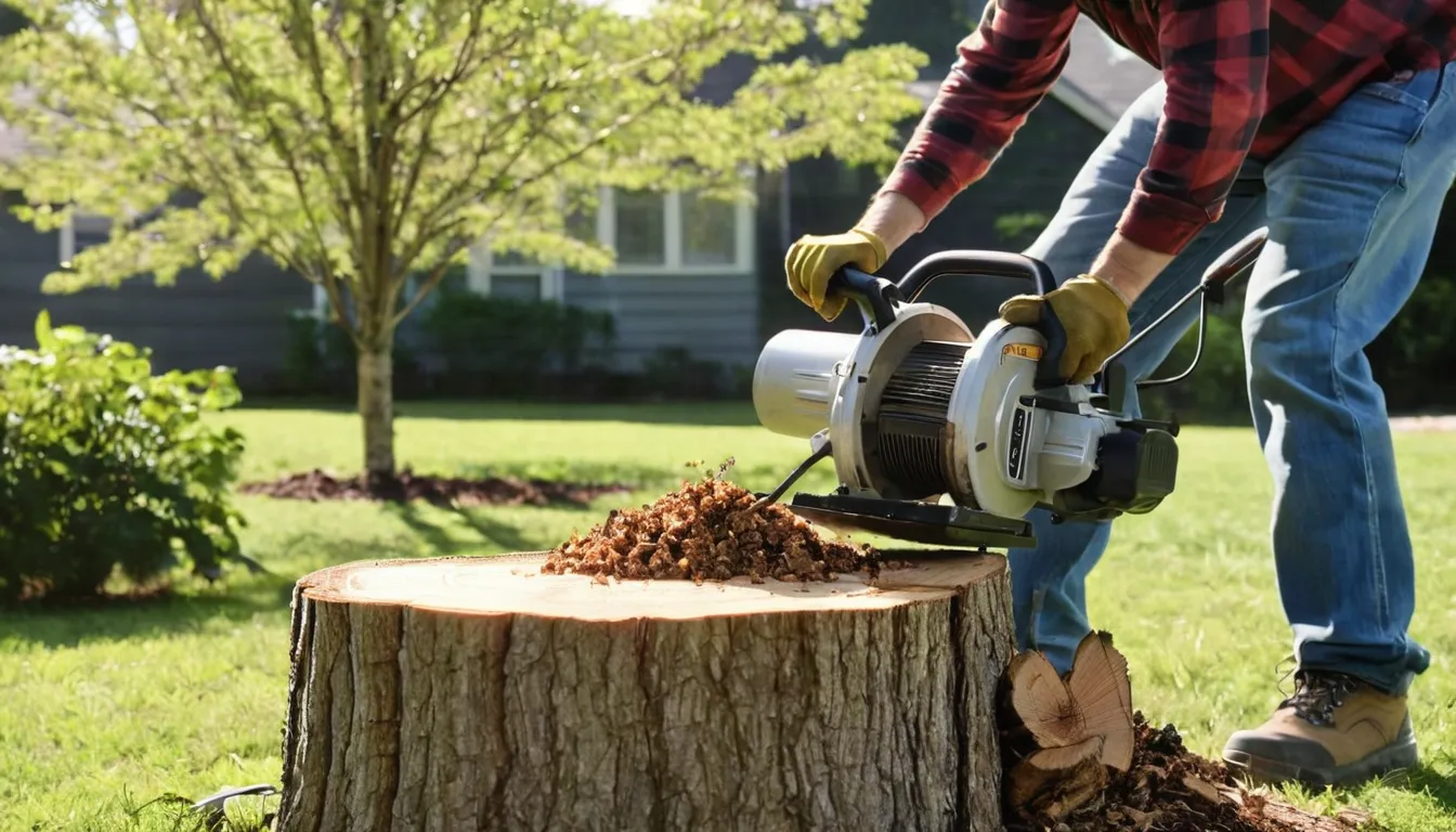 Provider grinding a tree stump in a residential yard near Hunker